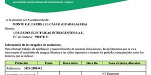 Iberdrola interrumpe el suministro eléctrico en Montecalderón el 24 de julio