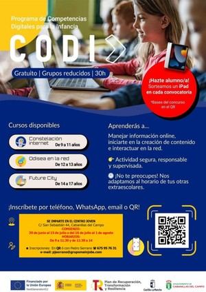 Cursos de informática gratuitos para niños en Cabanillas durante julio