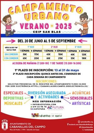 Inscripciones abiertas para el campamento urbano de verano en Cabanillas del Campo