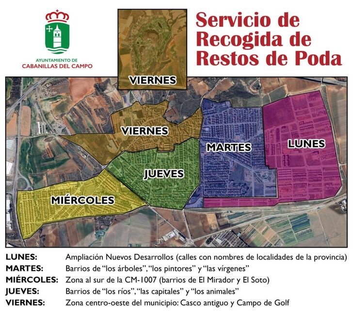 Nuevo esquema de recogida de poda en Cabanillas del Campo a partir del 6 de octubre
