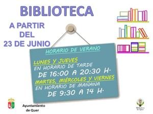 Nuevo horario de verano en la Biblioteca Municipal de Quer