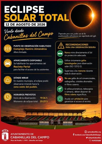Cabanillas del Campo habilita un punto de observación para el eclipse solar del 12 de agosto