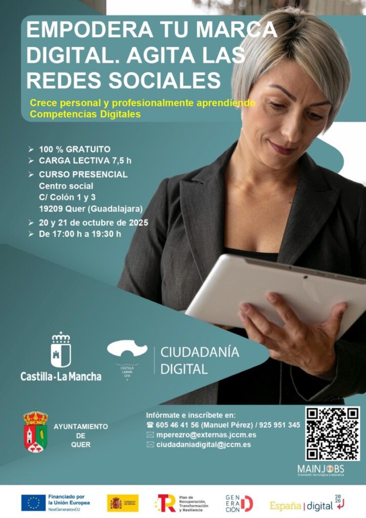 Curso gratuito para potenciar tu marca digital en Quer los días 20 y 21 de octubre