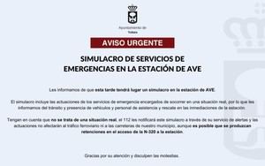 Simulacro de emergencias en la estación de AVE esta tarde