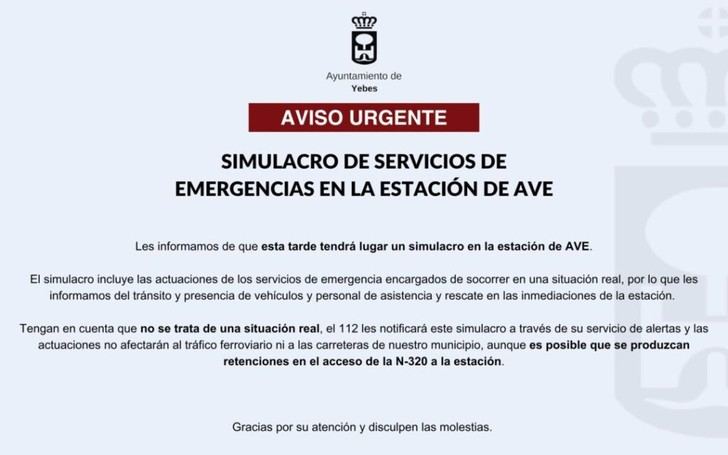 Simulacro de emergencias en la estación de AVE esta tarde