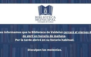 La Biblioteca de Valdeluz cerrará por la mañana este viernes