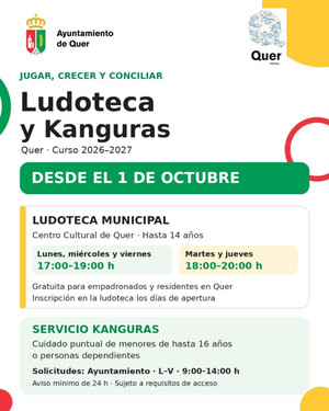 La Ludoteca y Kanguras inician actividades en Quer el 1 de octubre