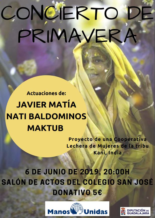 Este jueves 6 de junio, concierto de primavera de Manos Unidas en Guadalajara