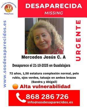 Se busca a Mercedes en Guadalajara: una mujer de 72 años en alta vulnerabilidad