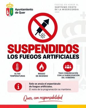 Quer cancela fuegos artificiales por riesgo de incendios