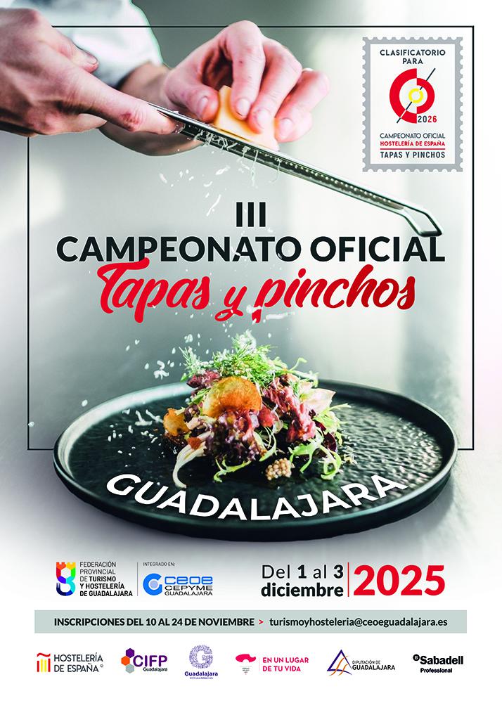 La Federación provincial de Turismo y Hostelería de Guadalajara abre el plazo de inscripción para el III campeonato de tapas y pinchos 2025