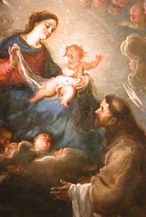 Aparición de la Virgen y el Niño a San Francisco, de Juan Carreño de Miranda.